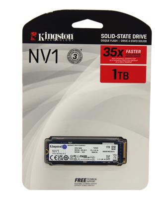 Твердотельный накопитель M.2 NVMe 1TB Kingston NV1 M.2 Type 2280 M Key, PCI-E Gen3 x4, NVMe, чтение/запись 2100/1700 MB/s, 240TBW, Retail НОВЫЙ