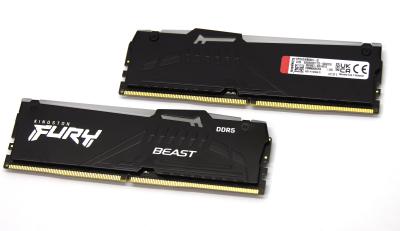 Оперативная память DDR5 32GB 2x16gb KIT Kingston FURY Beast DIMM, PC5-41600, 5200MHz, 40-40-40, XMP, RGB, радиатор, OEM