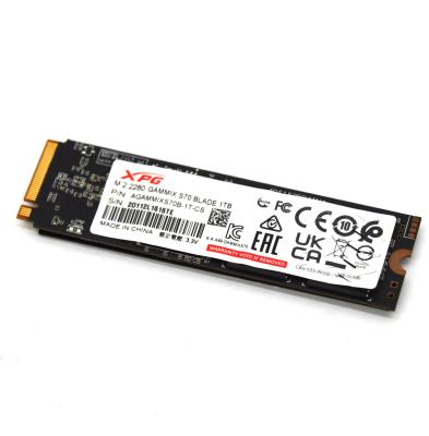 Твердотельный накопитель SSD M.2 1TB ADATA XPG BLADE S70 2280 key M, PCIe 4.0 x4, 3D NAND, 1GB DRAM, чтение/запись 7400/5500 Мб/с, 740TBW, радиатор, ресурс 98%, OEM